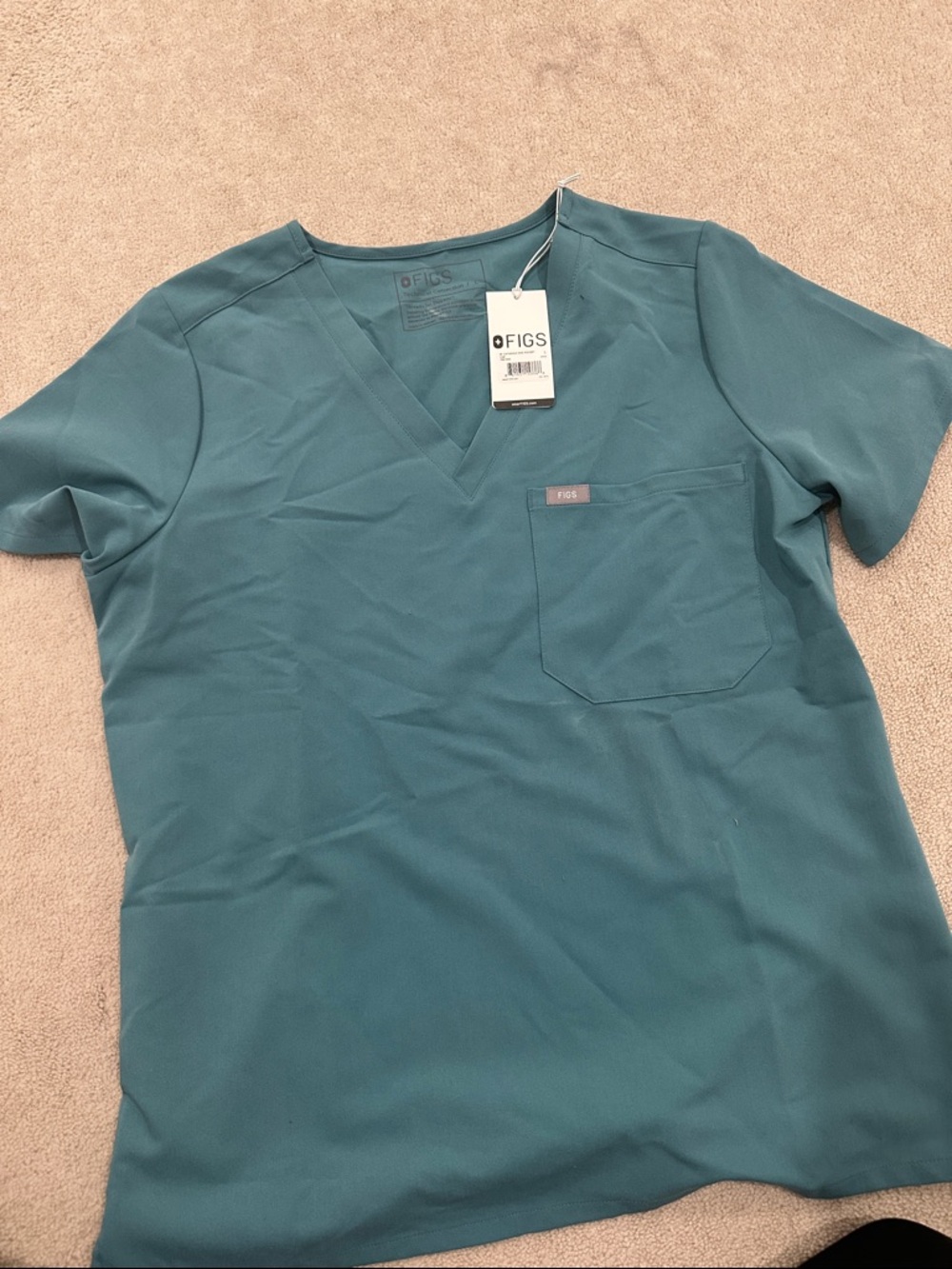 Figs Teal Catarina scrub top